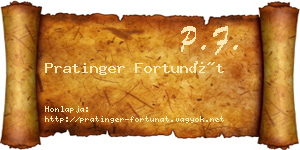 Pratinger Fortunát névjegykártya